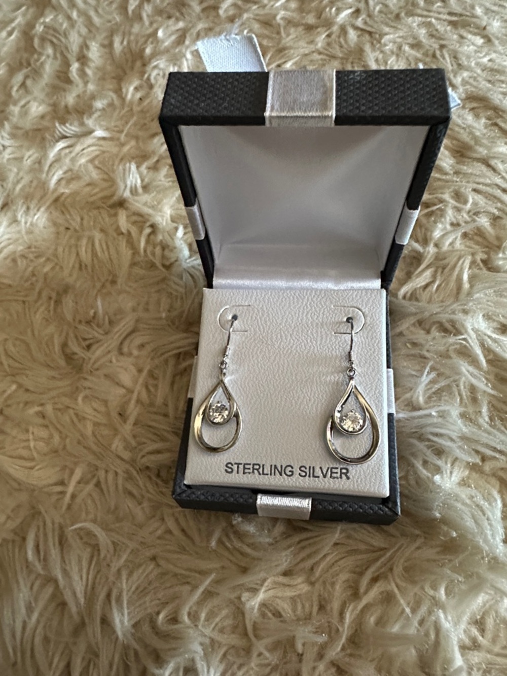 Sterling Silver Teardrop Dangle Earrings - Silver